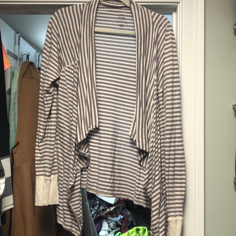 Allihop Drape front striped tee cardigan